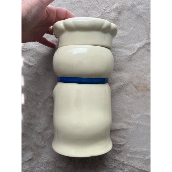 Pillsbury Doughboy Ceramic Cookie Jar 12" White & Blue Vintage Kitchen Decor - Picture 3 of 9